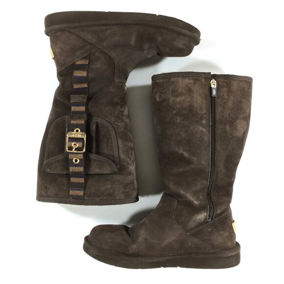 UGG Retro Cargo Winter Snow Boots Womens Size 8 Brown Sheepskin Side Zip 1895 - Picture 3 of 10